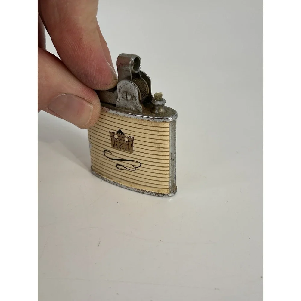 Vintage Continental CMC Flip Top Lighter Kent Gold Advertising Made in Japan